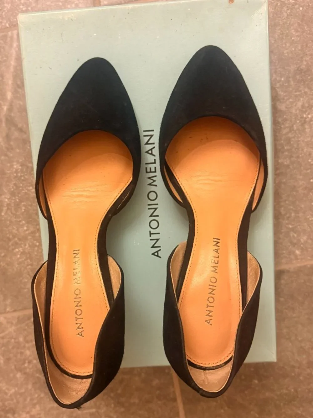 Antonio Melani Chance Black Suede Wedge Heels